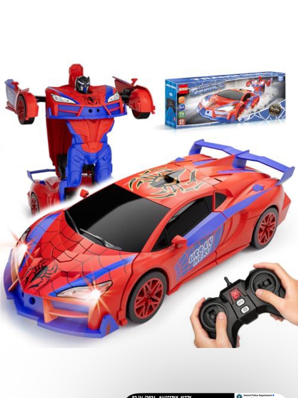 Red & Blue Remote Control Transforming Supercar Toy - Brand: